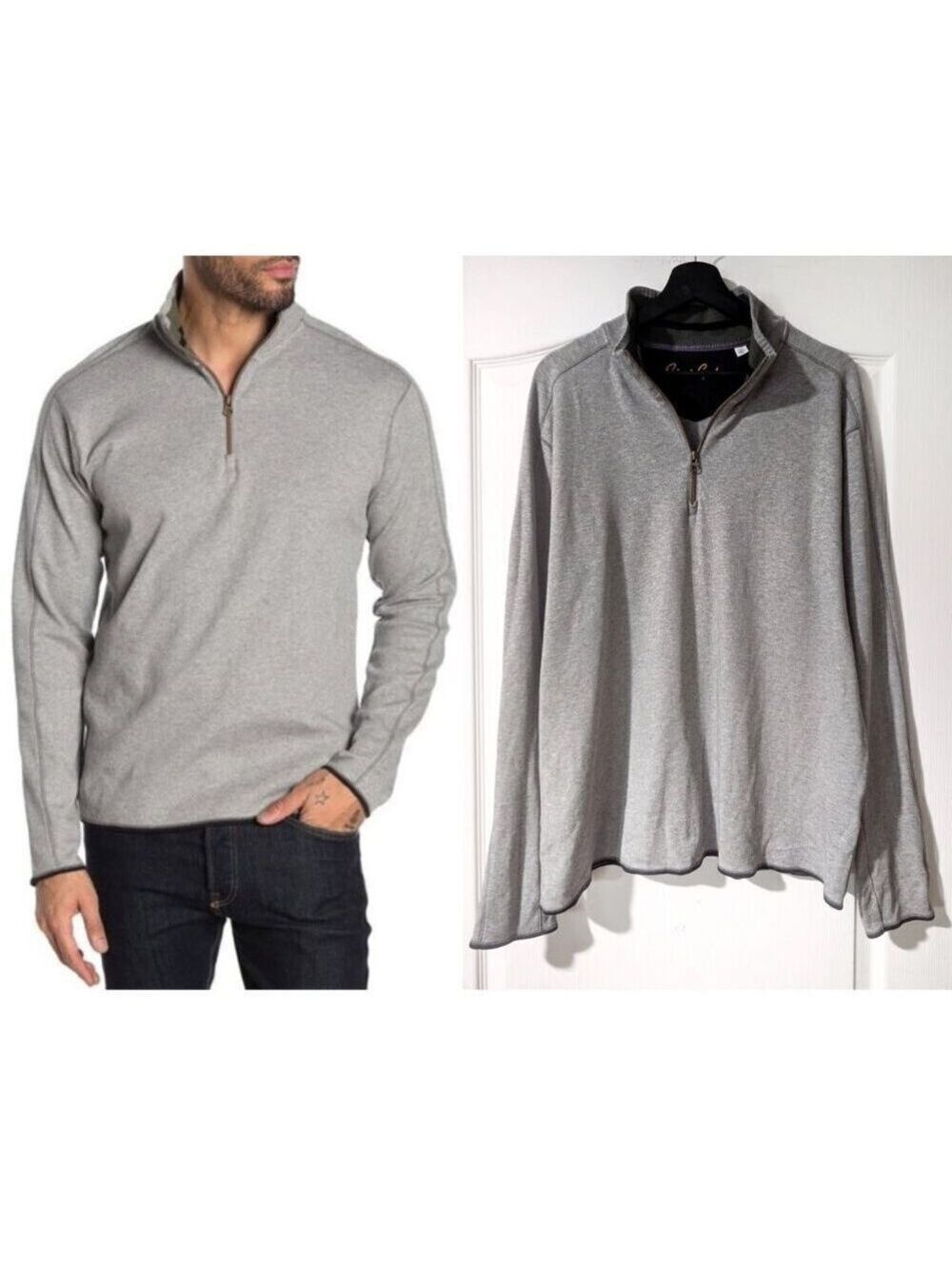 Robert Graham | Elliot Quarter-Zip Pullover In Light Grey